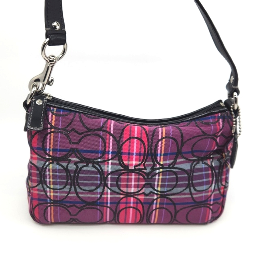 Coach Signature Plaid Tartan Glitter Mini Bag